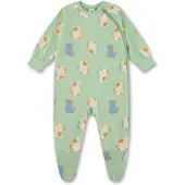 Sanetta Tutina / body per bambino 'Affe' beige / blu / kiwi