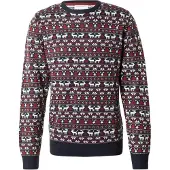 Lindbergh Pullover 'Christmas' blu scuro / rosso scuro / bianco