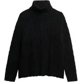 Superdry per donna. W6110662A Maglia nera Roll (XL), Nero, Casual, Nylon