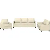 vidaXL Set divano 3 pezzi con cuscini in Pelle finta crema