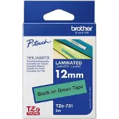 Brother Nastro TZe-731 - Nero su verde (12 mm)