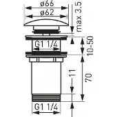 Ferro Tappo di scarico per lavabo senza troppopieno, nero (S285B-BL-B)