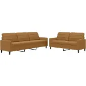 vidaXL Set divano 2 pezzi con cuscini in velluto marrone