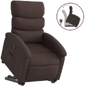 vidaXL Poltrona relax con supporto in piedi in tessuto marrone scuro