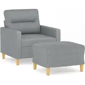 vidaXL Poltrona con sgabello grigio chiaro 60 cm tessuto