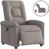 vidaXL Poltrona relax elettrica in tessuto tortora
