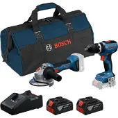 Bosch 18V 2-TOOL COMBO KIT: GSB 18V-65 + GWS 18V-8 + 2 GBA 4.0Ah batteries + GAL 18V-40 charger