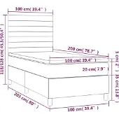 vidaXL Letto a molle con materasso grigio chiaro 100x200 cm in velluto