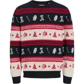 Jack & jones Pullover 'JJXmas Noel' blu scuro / rosso / bianco