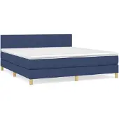 Syfax Giroletto a Molle con Materasso Blu 180x200 cm in Tessuto