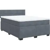 Syfax Giroletto a Molle con Materasso Grigio Scuro 160x200 cm Velluto