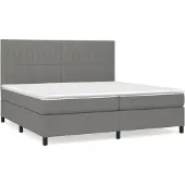 vidaXL Letto a molle con materasso grigio scuro 200x200 cm in tessuto