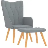 vidaXL Poltrona relax con sgabello in tessuto grigio chiaro