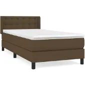 Syfax Giroletto a Molle con Materasso Marrone Scuro 80x200 cm Tessuto