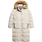 Superdry per donna. W5011566A Cappotto lungo trapuntato Everest beige (M), Casual, Poliestere
