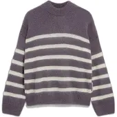 Armedangels Women's Gwyneiraa Stripes Pullover di lana Donna (S, grigio/lilla)