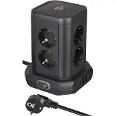 Brennenstuhl 1153560010 Steckdosenturm 8fach mit 2xUSB A,1xUSB C,black