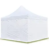 TOOLPORT 4x4m gazebo pieghevole PVC con laterali, PROFESSIONAL alluminio, bianco