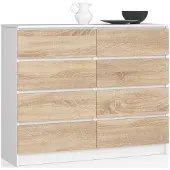 Akord Cassettiera Con Cassetti Bianca/Rovere Sonoma 120X40X99