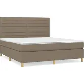 vidaXL Letto a molle con materasso Taupe 160x200 cm in tessuto