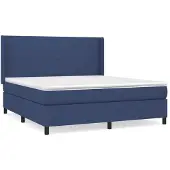 vidaXL Letto a molle con materasso blu 160x200 cm in tessuto