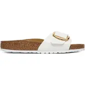 Birkenstock per donna. 1019814 Sandali Madrid Big Buckle Birko-Flor (Vestibilità Stretta) bianco (39), Basso, Nessuno, Casual, Pelle vernici