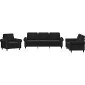 vidaXL Set divano 3 pezzi con cuscini in velluto nero