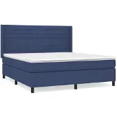 vidaXL Letto a molle con materasso blu 160x200 cm in tessuto