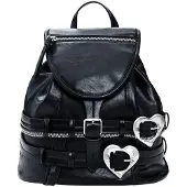 Desigual , zaino con fibbie a cuori, Donna, Poliuretano, Nero, U