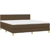 vidaXL Letto a molle con materasso marrone scuro 160x200 cm in tessuto