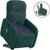 Syfax Poltrona Alzapersona Massaggiante Verde Scuro in Tessuto