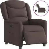 vidaXL Poltrona relax elettrica in tessuto marrone scuro