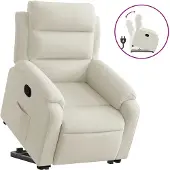 vidaXL Poltrona relax con ausilio per l'alzata in velluto crema