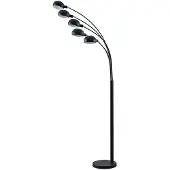 LINDBY piantana Jewa, nero, metallo, a 5 luci, E14
