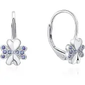 MOISS Playful silver Orecchini con blue zircons four-leaf clover E0000570
