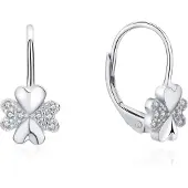 MOISS Playful silver Orecchini con four-leaf clover zircons E0000565