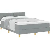 vidaXL Letto boxspring con cuscini , grigio chiaro, 140 x 190 cm, tessuto