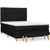 vidaXL Letto a molle con materasso nero 140x200 cm in tessuto