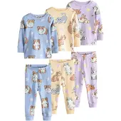 Next Pigiama 'Snuggle' blu cielo / marrone / giallo / lilla chiaro
