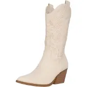 Salinyang Stivale da cowboy beige chiaro