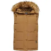 Superdry per donna. W5011395A Gilet in ecopelliccia beige Everest (S), Casual, Poliestere