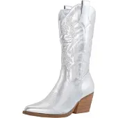 Salinyang Stivale da cowboy argento