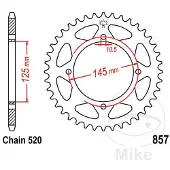 JT Sprockets Pignone Posteriore 520 Jtr857.40 Steel