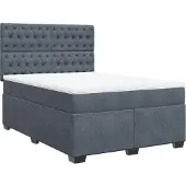Syfax Giroletto a Molle con Materasso Grigio Scuro 140x190 cm Velluto
