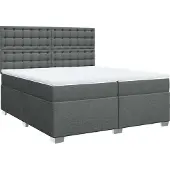 Syfax Giroletto a Molle con Materasso Grigio Scuro 200x200 cm Tessuto