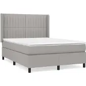 vidaXL Letto a molle con materasso grigio chiaro 140x190 cm in tessuto