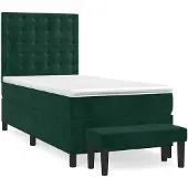 vidaXL Letto a molle con materasso verde scuro 100x200 cm in velluto