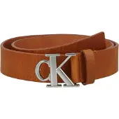 Calvin Klein Cintura 'Smooth Monogram Buckle' cognac