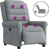 Syfax Poltrona Reclinabile Massaggio Elettrica Grigio Chiaro Tessuto