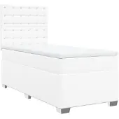 vidaXL Letto a molle con materasso bianco 100x200 cm in Pelle finta